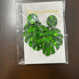 Green Leaf Drop Earrings